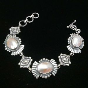 STERLING SILVER MOP TOGGLE BRACELET